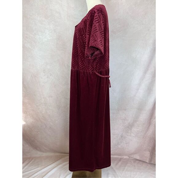 Vintage 1990s Plus Size Red Burgundy Velvet Dress - Picture 4 of 5